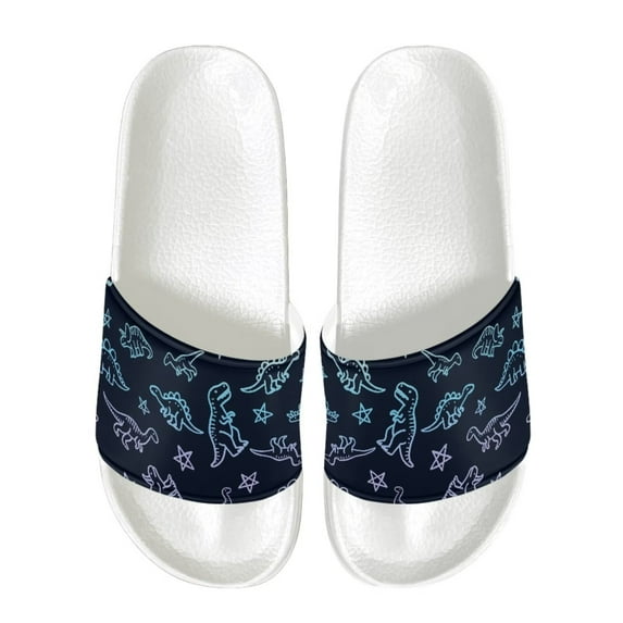 Psesaysky Men's Slide Sandals with Dinosaurs Soft Footbed Anti-Slip Durable Beach Bathroom Sandals for Boys Size 5-14