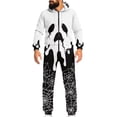 thumbnail image 1 of Psesaysky Mens Jumpsuit Halloween Face Print Pajama Unisex One Piece Playsuit Adult Onesie With Hood, Size 4XL, 1 of 7