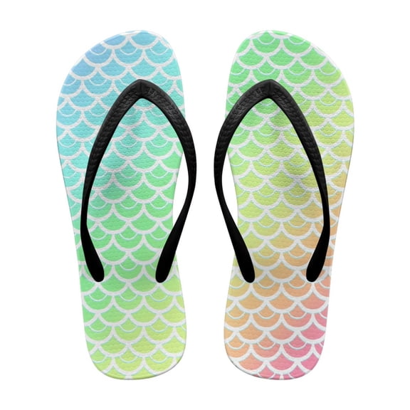 Psesaysky Mermaid Scale Flip Flops for Women Girls Soft Comfortable Fashionable Beach Sandals Shower Slippers Size 5-9