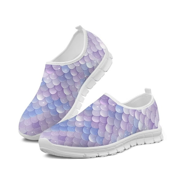 Psesaysky Mermaid Scales Printed Casual Shoes Women Lightweight Breathable Walking Sneakers Suitable for Everyday Wear Indoor Outdoor Slip on