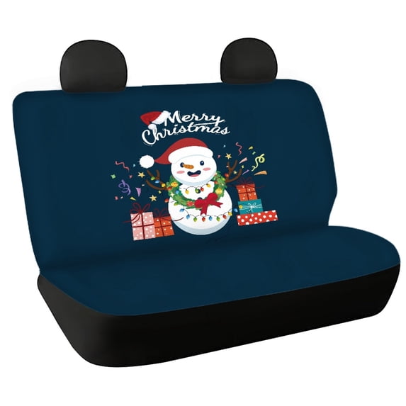 Psesaysky Merry Christmas Rear Bench Seat Covers with Snowman Pattern, Waterproof Stretch Protectors for SUV Truck Auto Interior, 2 Pack