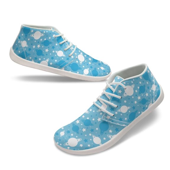 Psesaysky Mid-Top Barefoot Shoes with Blue Universe Non Slip Comfortable Sneakers for Women Big Girls Size 6-13.5