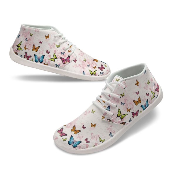 Psesaysky Mid-Top Barefoot Shoes with Colorful Butterfly Non Slip Comfortable Sneakers for Women Girls Size 6-13.5