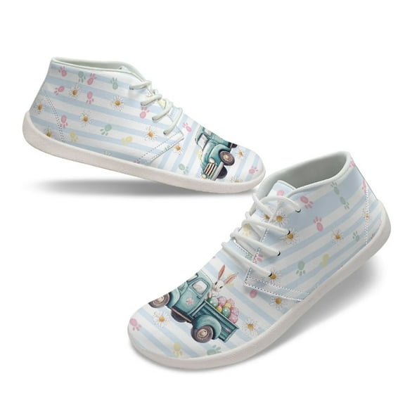 Psesaysky Mid-Top Barefoot Shoes with Rabbit Eggs for Girls Non Slip Wear-Resistant Sneakers for Easter Size 6-13.5