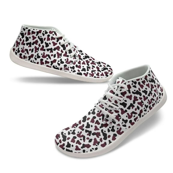 Psesaysky Mid-Top Barefoot Sneakers for Women Big Girls PU Leather Easy to Maintain Camouflage Causal Tennis Shoes Size 6-13.5