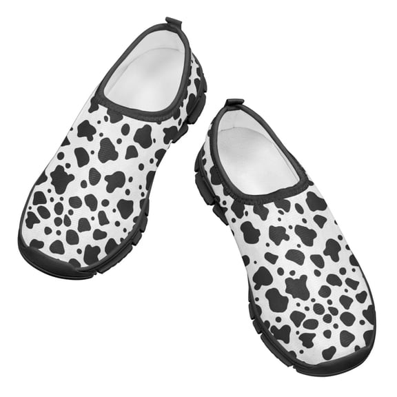 Psesaysky Milk Cow Print Loafers for Kids Girls Boys Low-Cut Casual Shoes Light Breathable Sneakers Size 11-15