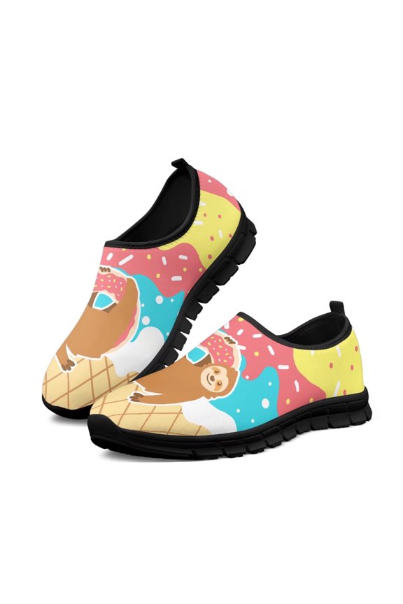 Monkey and Cookies Printed Casual Shoes for Girls Students Lightweight Comfortable Loafers Shoes Durable Walking Shoes for Women