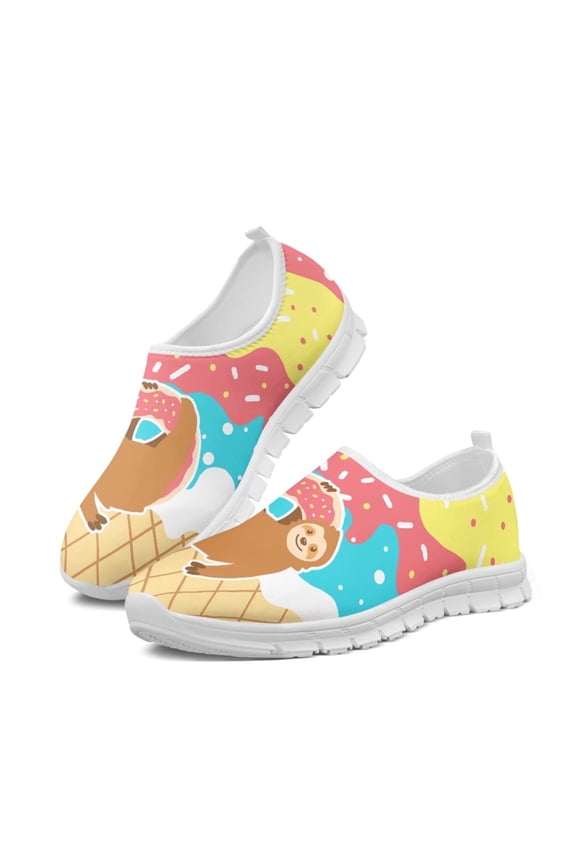 Monkey and Cookies Printed Casual Shoes for Girls Students Lightweight Comfortable Loafers Shoes Durable Walking Shoes for Women