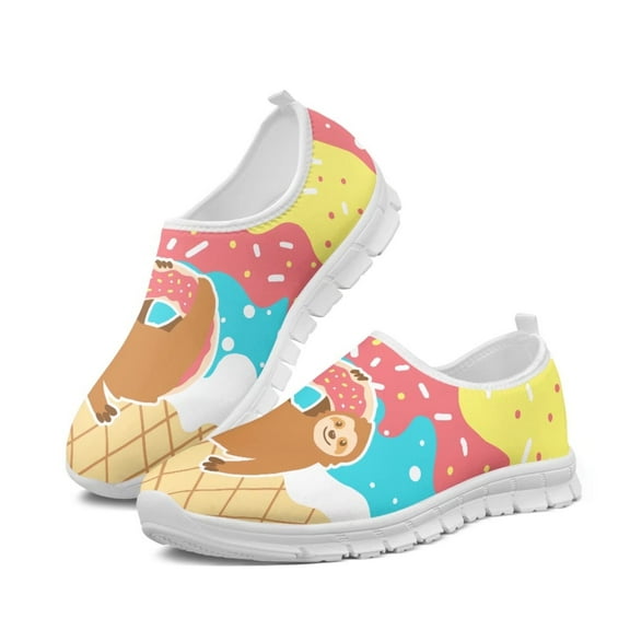 Psesaysky Monkey and Cookies Printed Casual Shoes for Girls Students Lightweight Comfortable Loafers Shoes Durable Walking Shoes for Women