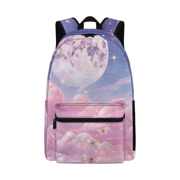 Psesaysky Moon Cloud Butterfly School Backpack Soccer Pattern Book Bags for Traveling Personalized Customized Your Name Schoolbag