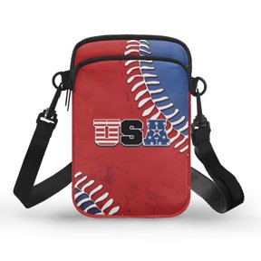 Psesaysky Multi-Purpose Cell Phone Purse for Shop Casual Use, Polyester Portable Cell Phone Pouch, USA Baseball Stitch Theme