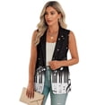thumbnail image 1 of Psesaysky Music Piano Keyboard Print Blazer Vest Tops for Women Sleeveless Button Down Business Casual Outfits Work Suit Vests Waistcoat, Size M, 1 of 6