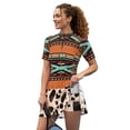 thumbnail image 1 of Psesaysky Native African Aztec Stripe Golf Tennis Dress for Women Sun Protection Sport Workout Dresses Zip Up Short Sleeve Golf Outfits with Shorts and Pockets, 1 of 7