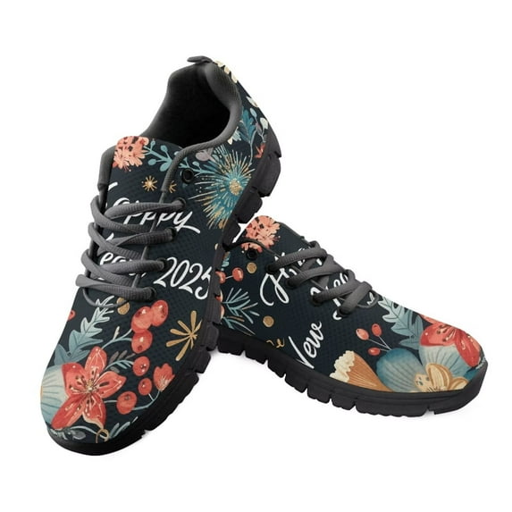 Psesaysky New Year Running Shoes with Beautiful Flowers Hiking Traveling Shoes for Women Fashionable Print Sneakers