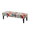 thumbnail image 1 of Psesaysky Orange Floral Print Long Rectangle Bench Slipcover, Elastic Polyester Spandex Fabric Anti Pet Hair Bench Seat Cover for Living Room and Bedroom, 1 of 9