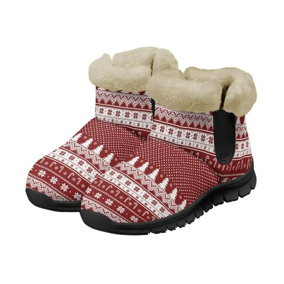 Psesaysky Outdoor Snow Boots for Women Anti-Slip and Durable Boots Vintage Pattern Printed Snow Boots for Ladies