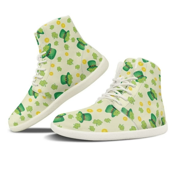 Psesaysky PU Leather Barefoot Shoes for Women Girls Four Leaf Clover Wide Width Comfortable Sneakers Size 6-13.5