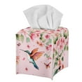 thumbnail image 1 of Psesaysky PU Leather Tissue Box Cover Square with Bottom Belt, Pink Hummingbird Flower Waterproof Tissue Box Holder for Bathroom Bedroom Office Desk, Decorative Organizer, 1 of 7