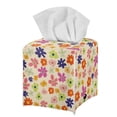 thumbnail image 1 of Psesaysky PU Leather Tissue Box Cover Square Waterproof Tissue Box Holder with Metal Button for Car, Bathroom, Kitchen (Colorful Floral), 1 of 7