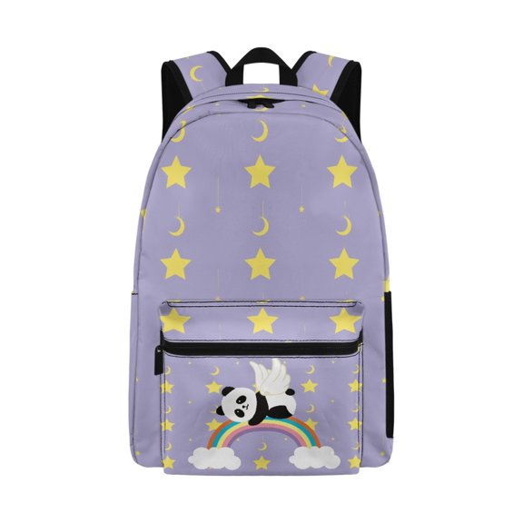 Psesaysky Panda Rainbow Moon Stars Backpack Kids Vintage Denim Print School Bags Girls Bookbags
