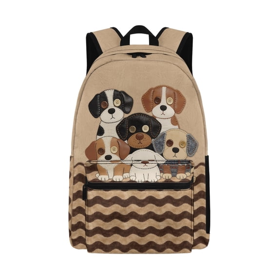 Psesaysky Patchwork Puppy Dogs Backpack Kids Schoolbag Sets Crossbody Bag for Boys Girls 17Inch Large Capacity Bookbag Casual Daypack for Travel