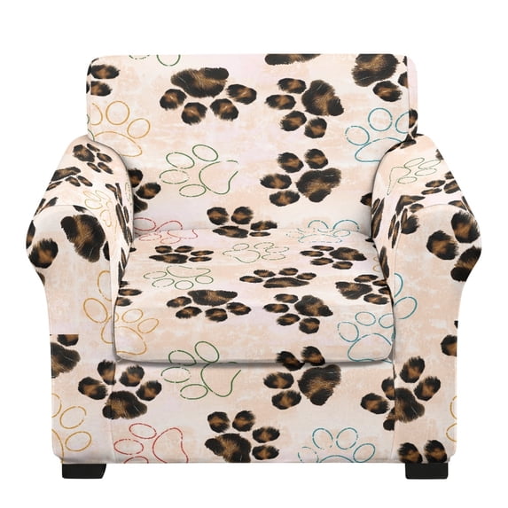 Psesaysky Paw Print Pattern Armchiar Slipcover 2 Piece Arm Chair Covers Spandex Sofa Cover with Washable for Living Room