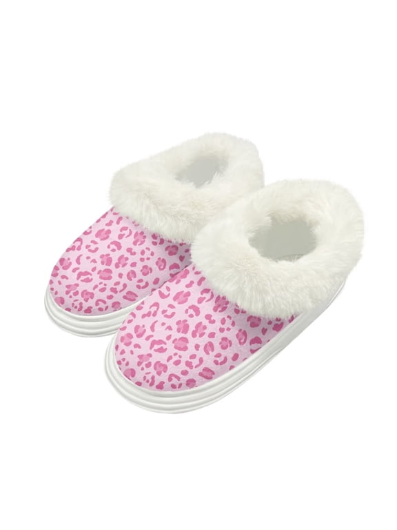 Pink Cheetah Print Slippers for Women Indoor Thick Sole House Bedroom Platform Slippers Trendy Gift for Womens Cozy Gifts, Size 8-9