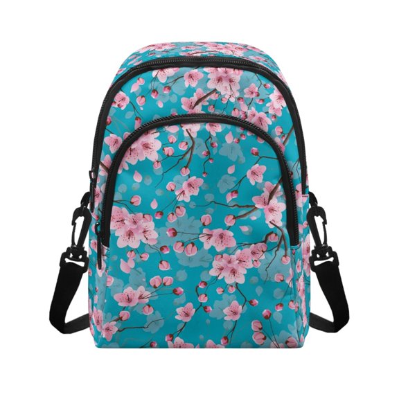Psesaysky Pink Cherry Blossom Portable Chest Bag for Travel Use Hiking Shopping, Polyester Adjustable Strap Small Crossbody Wallet