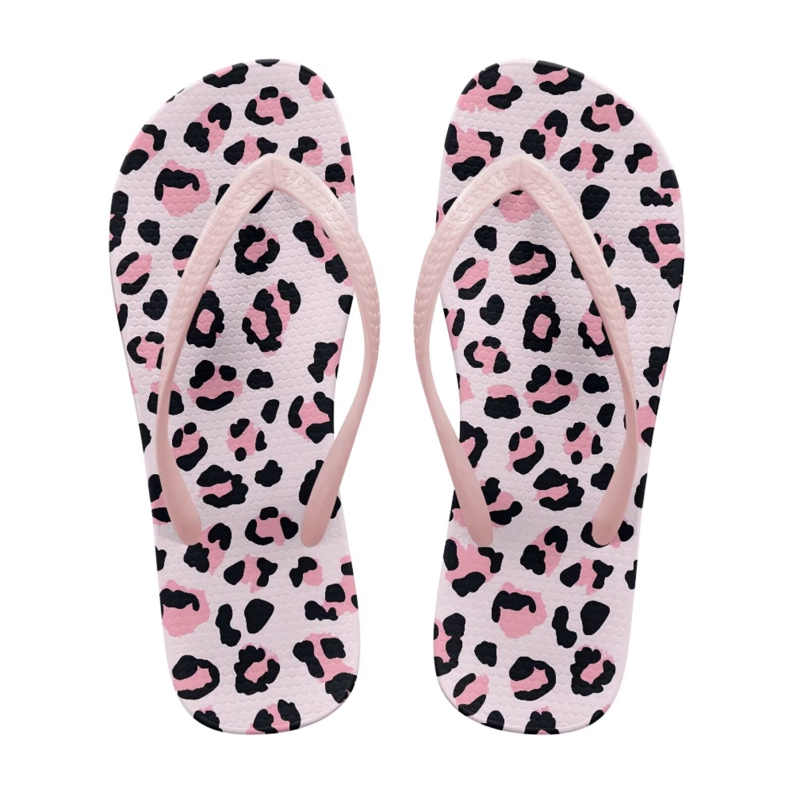 Psesaysky Pink Leopard Flip Flops for Women Girls Fashionable ...