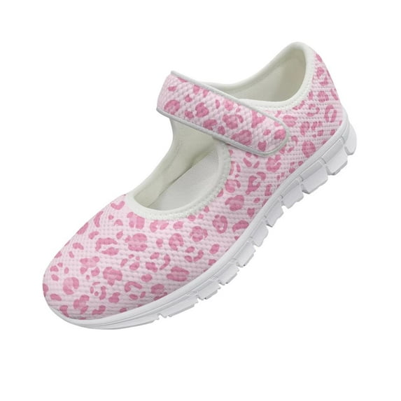 Psesaysky Pink Leopard Print Casual Shoes for Women Breathable Comfortable Anti-Slip Walking Shoes Suitable for Everyday Wear