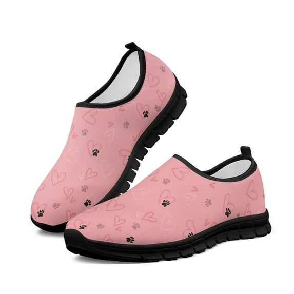Psesaysky Pink Love Casual Shoes Women's Walking Sneakers Lightweight Breathable Slip on Loafers Valentine's Gift for Girls Women