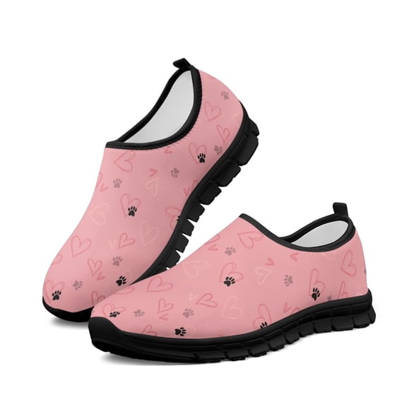 Psesaysky Pink Love Casual Shoes Women's Walking Sneakers Lightweight Breathable Slip on Loafers Valentine's Gift for Girls Women
