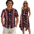 thumbnail image 1 of Psesaysky Pink Love Heart Stripe Couples Shirts and Dress Valentine's Day Sleeveless Sundress for Women Summer Beach Dress with Pockets or Mens Shirts Husband and Wife Clothes, 1 of 7