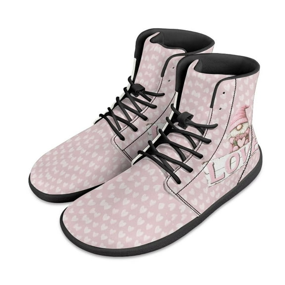 Psesaysky Pink Minimalist Barefoot Shoes Soft Comfortable High-Top Sneakers Gift for Ladies Big Girls Size 6-13.5
