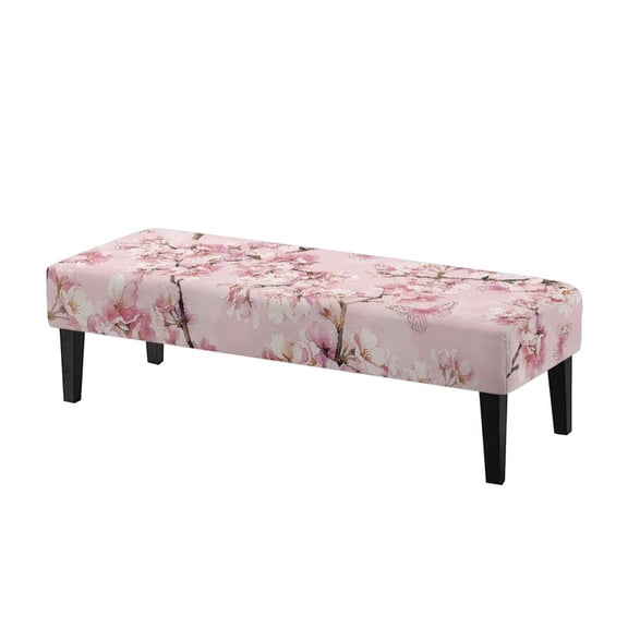 Psesaysky Pink Peach Blossom Print Dining Bench Cover Washable Stretch Piano Bench Seat Cover Removable Rectangle Seat Cushion Protector for Home, Bedroom, Hotel