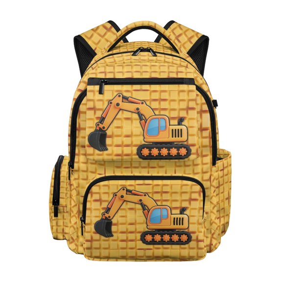 Psesaysky Pixel Yellow Excavator Pattern Zaino per ragazze with Lightweight, Breathable Padded Adjustable Straps 17 Inch Travel Ruckpack for School Middle School