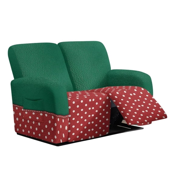 Psesaysky Polka Dot Print Recliner Chair Cover 6-Piece Reclining Couch Cover Middle Console Elastic Bottom Pet Protector