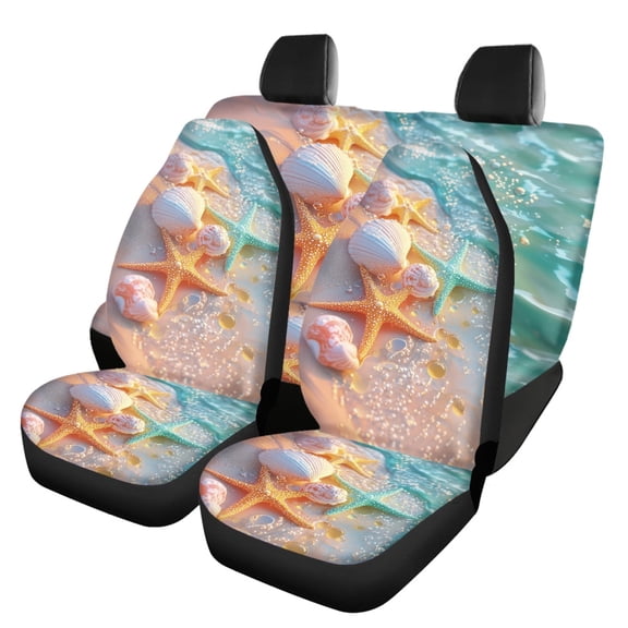 Psesaysky Polyester Car Seat Covers Set Protect Full Set Car Seat Covers Full Set Polyester Fabric Non-Slip Stretch, Fit for Cars most Cars Trucks, Starfish