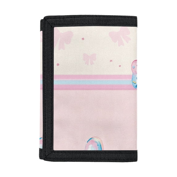 Psesaysky Polyester Fabric Children's Wallet with Magic Sticker Closure, Kids Trifold Pouch for School and Outdoor