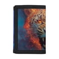 thumbnail image 1 of Psesaysky Polyester Fabric Children's Wallet with Magic Sticker Zipper Closure, Fire Leopard Trifold Pouch Youth Wallet for Outdoor Travel, 1 of 7