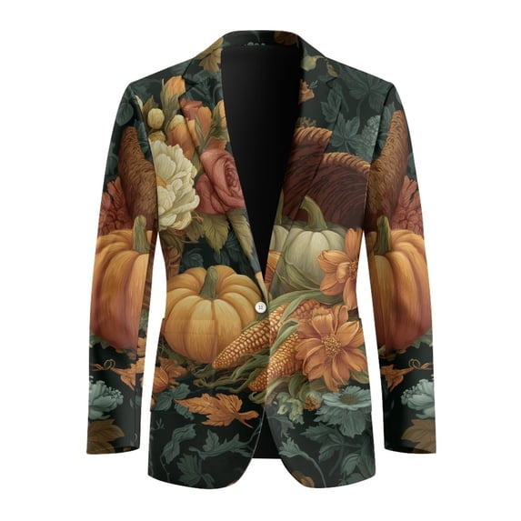 Psesaysky Polyester Mens Blazer Suit Jacket for Weddings Formal, Single Button One Button Blazers, Autumn Harvest Still Life