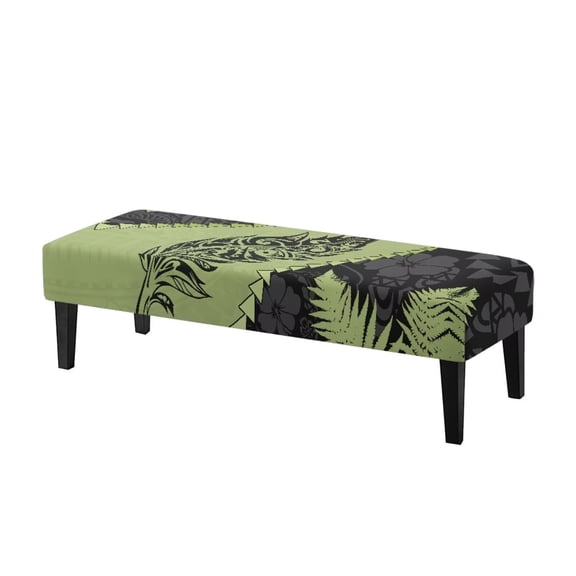 Psesaysky Polynesian Stretch Dining Bench Cover, Removable Bench Covers Slipcover Washable Rectangle Long Seat Cover Protector for Dining Room, Living Room, Bedroom, Kitchen (New Zealand Silver Fern)