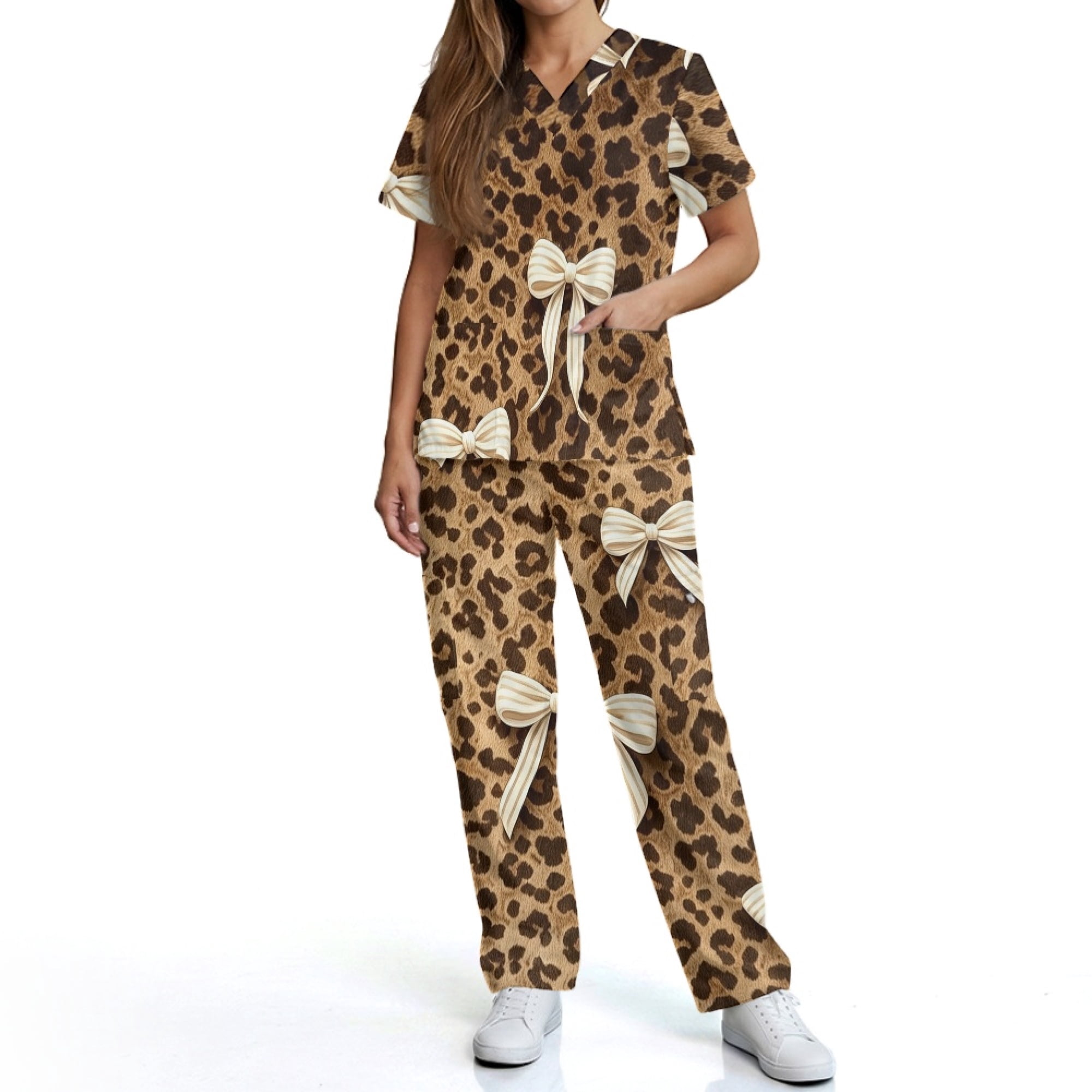 Scrub Garb Psesaysky Print Medical Scrubs for Women 2PCS Set Causal V-Neck Scrub ...
