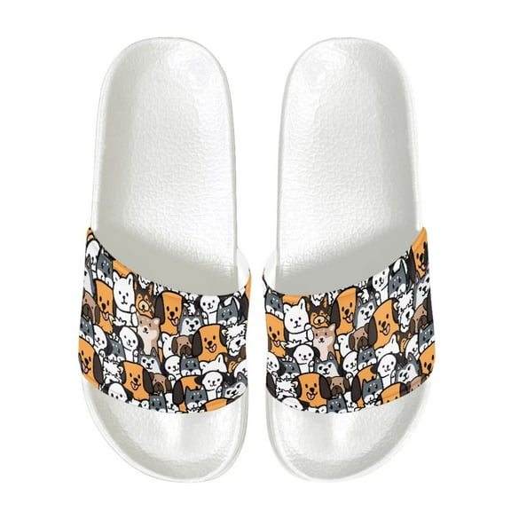 Psesaysky Printed Sandals with Lots of Dogs for Men Boys Indoor Outdoor Soft Comfortable Flip-Flops for Summer Size 6-13.5