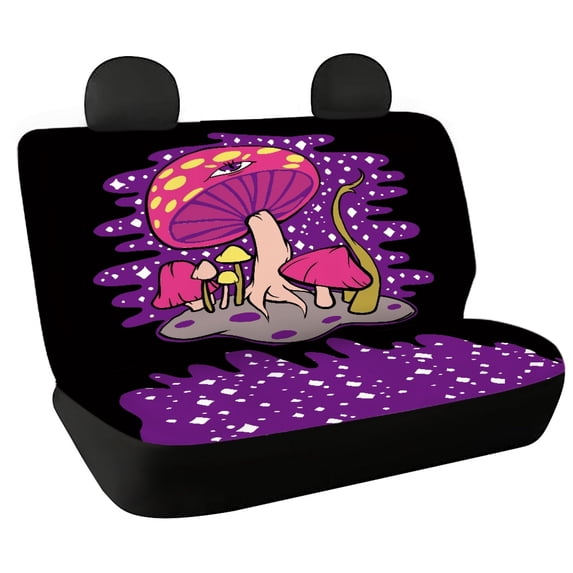 Psesaysky Psychedelic Mushroom Rear Bench Seat Covers for SUV, 2 Piece Non Slip Washable Car Rear Seat Covers, Stretchable for Truck and Sedan