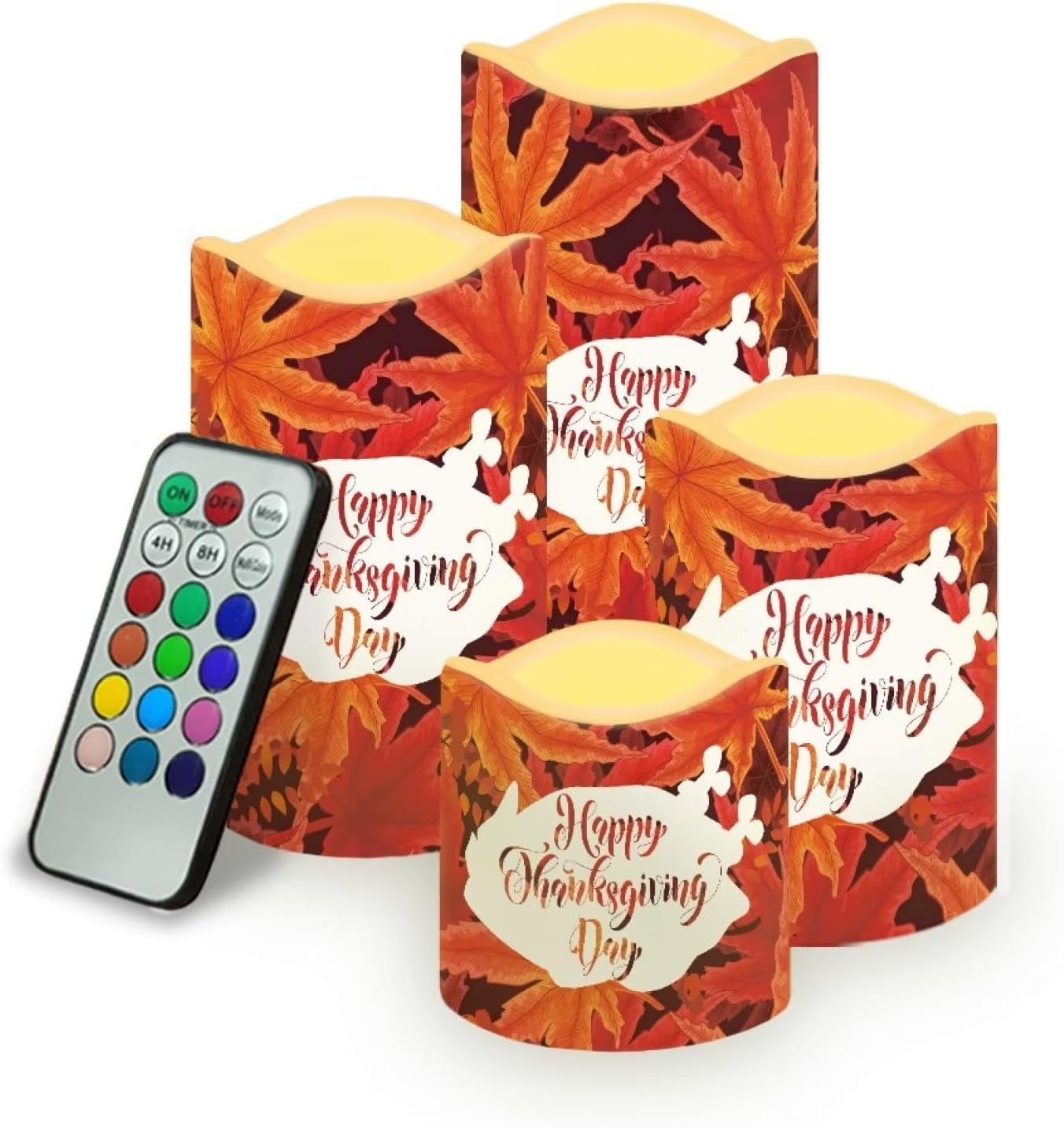 Psesaysky Pumpkin Turkey Flameless Candles Battery Operated Pillar ...