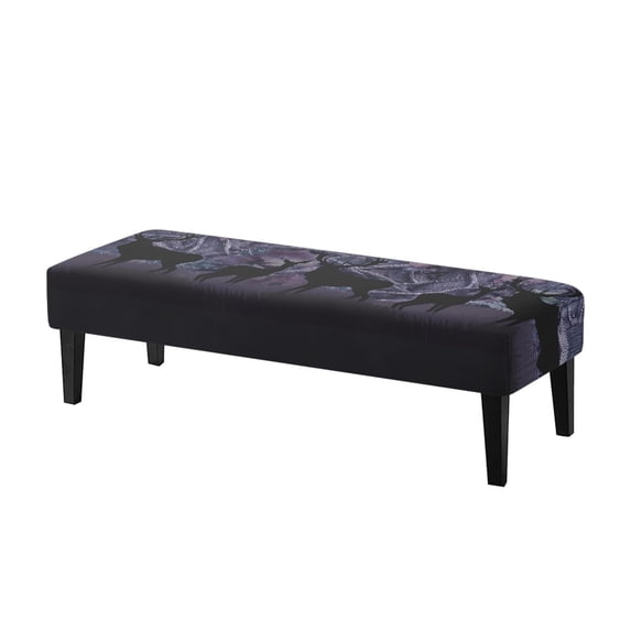 Psesaysky Purple Camo Deer Print Dining Bench Covers, Anti Scratch Rectangle Bench Seat Slipcover Dust Proof Polyester Spandex Rectangular Long Bench Cover for Living Room
