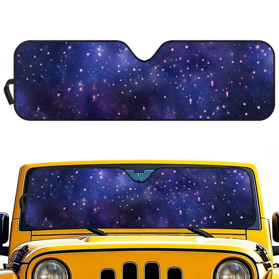 Psesaysky Purple Galaxy Car Windshield Sun Shade for Car Front Window Block UV Rays Foldable Sun Visor Protector Sunshade to Keep Your Vehicle Cool 52.95”x 16.14”