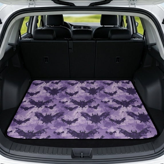 Psesaysky Purple Watercolor Bat Pattern Cargo Liner 29" x 39", Sturdy Pet Trunk Cover, Rear Cargo Mat for Vehicle Interior