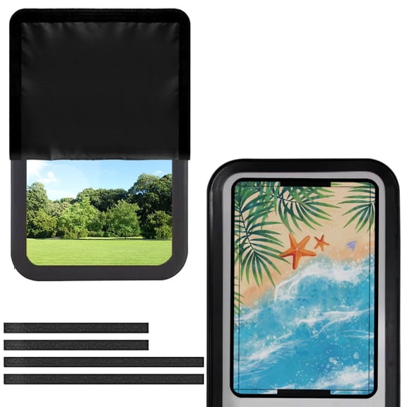 Psesaysky RV Door Window Shade Cover, Camper Sunshade Privacy Screen Window Cover, 17.3x26 inches,Travel Trailer Motorhome Sun Shade RV Accessories, Beach Starfish Palm Leaves